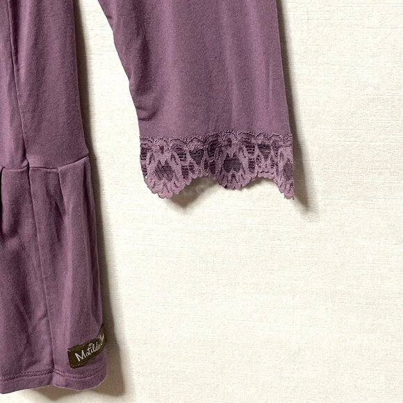 Matilda Jane Purple Peplum Tunic Top Button Lace Detail Long Sleeve Women's Sz L - Picture 5 of 7